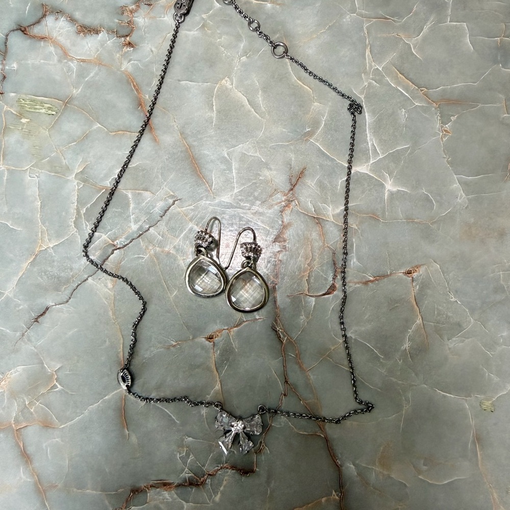 Juicy Couture Silver-Tone Crystal Necklace & Earring Set